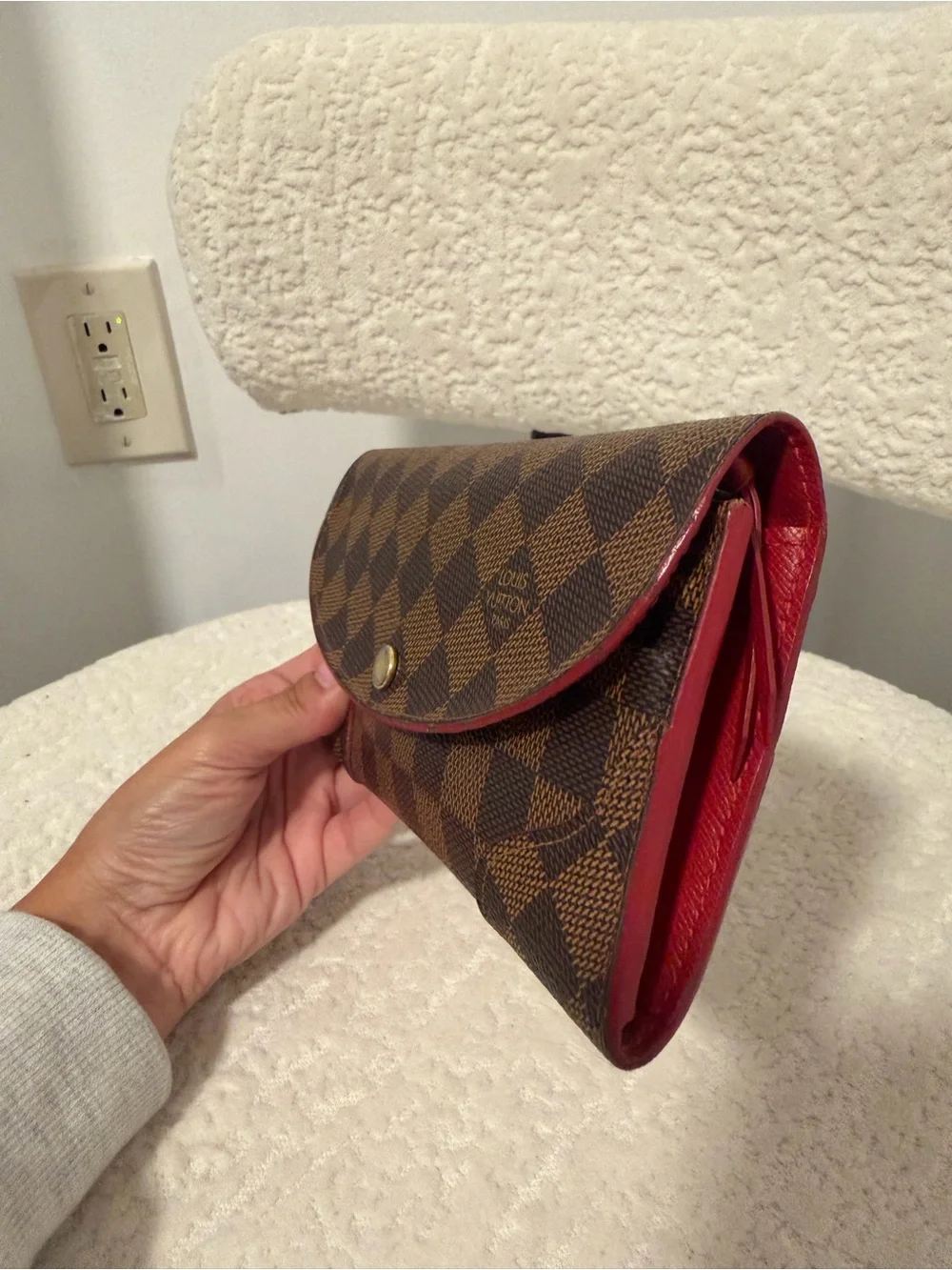 Louis Vuitton Caissa Wallet Damier with Red Interior